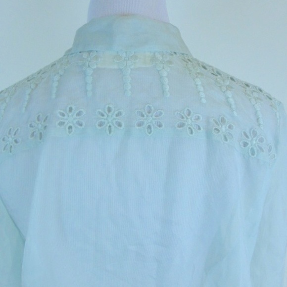 JOHNNY WAS 4 LOVE & LIBERTY blue button up Shirt Rozlynn embroidered lace S NWT - Picture 5 of 6